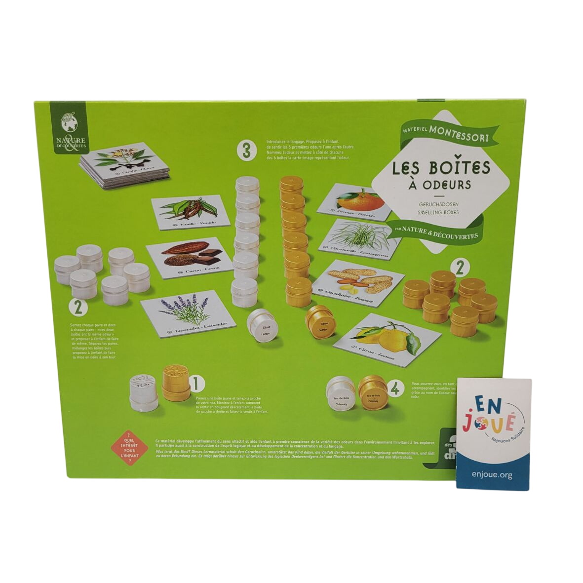 Acheter Jeu de découverte - Les boîtes à odeurs Montessori - Nature et découvertes - Dès 3 ans. Très bon état - 18,00 € Jeu de découverte - Les boîtes à odeurs Montessori - Nature et découvertes - Dès 3 ans. Très bon état - reconditionné disponible sur Label Emmaüs